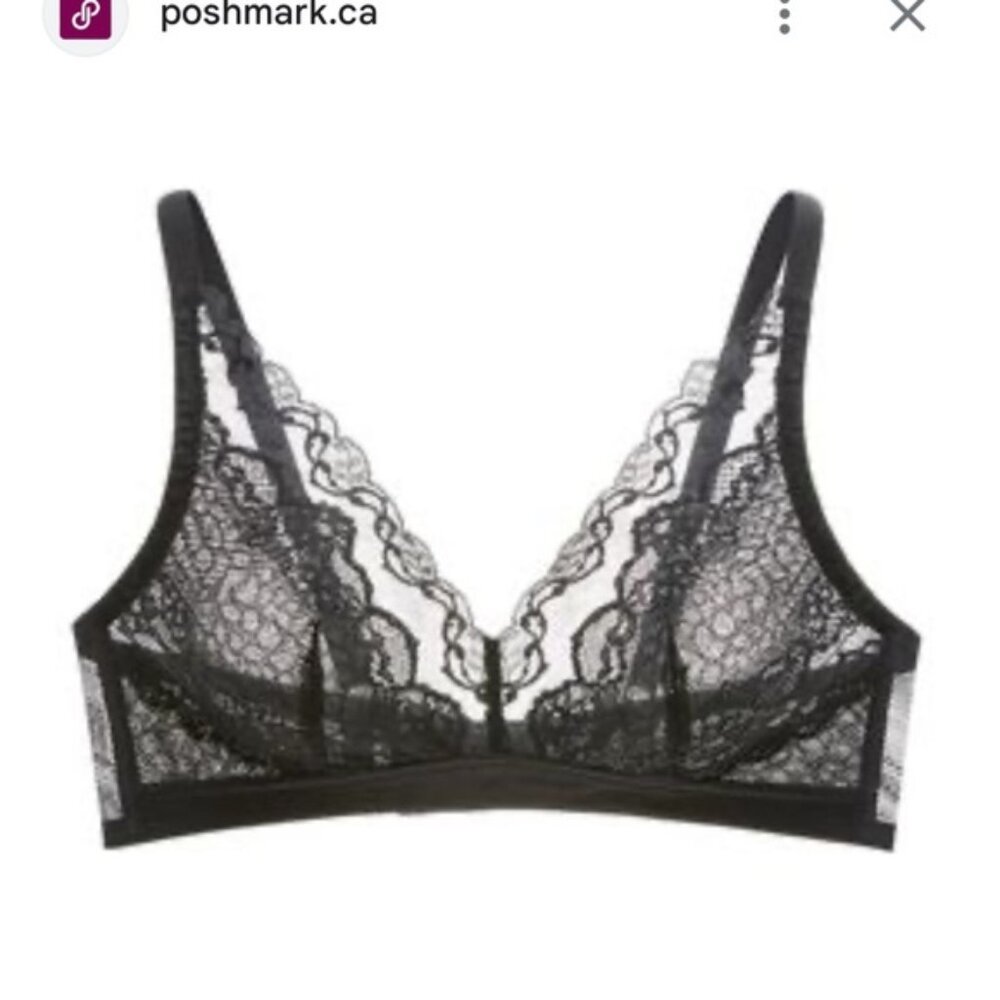 Understance Unlined Wireless Plunge Bra Black Lace